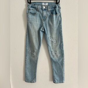 Denizen from Levi’s. Girls taper distressed jeans size 10 reg. Light blue wash.